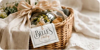 A curated gift basket wrapped in soft linen