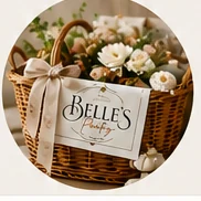 A floral Belle's Pantry gift basket