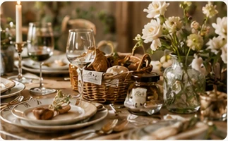 A small place setting with gifts