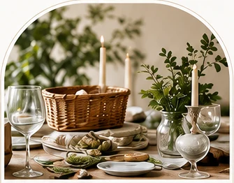A Southern gathering table with a picnic basket and candles
